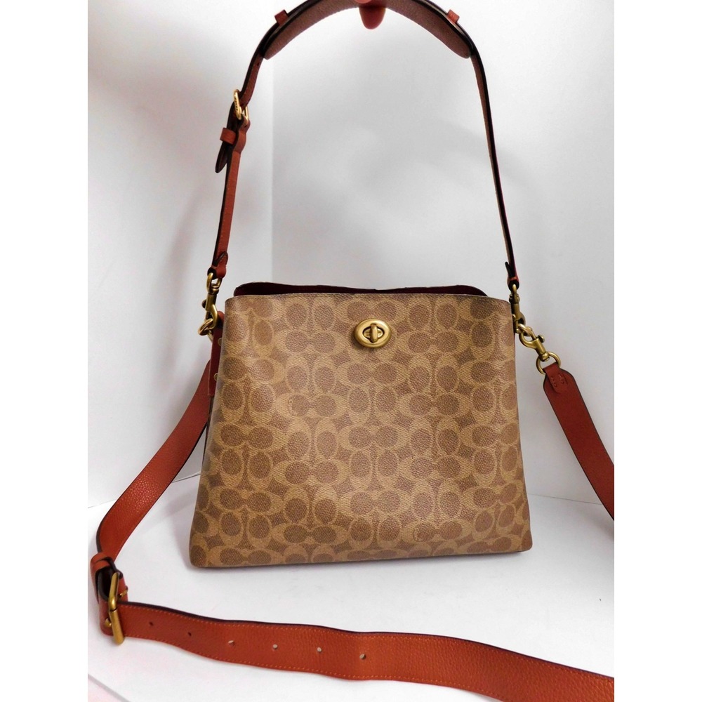 Coach Willow 24 Tote Bag Crossbody Signature Canvas Tan Caramel M2478-C8562
